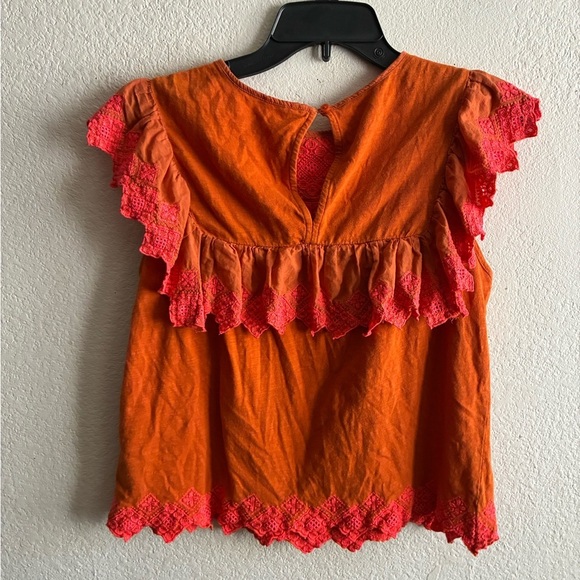 Anthropologie Rica Embroidered Top Orange XS - Picture 4 of 14